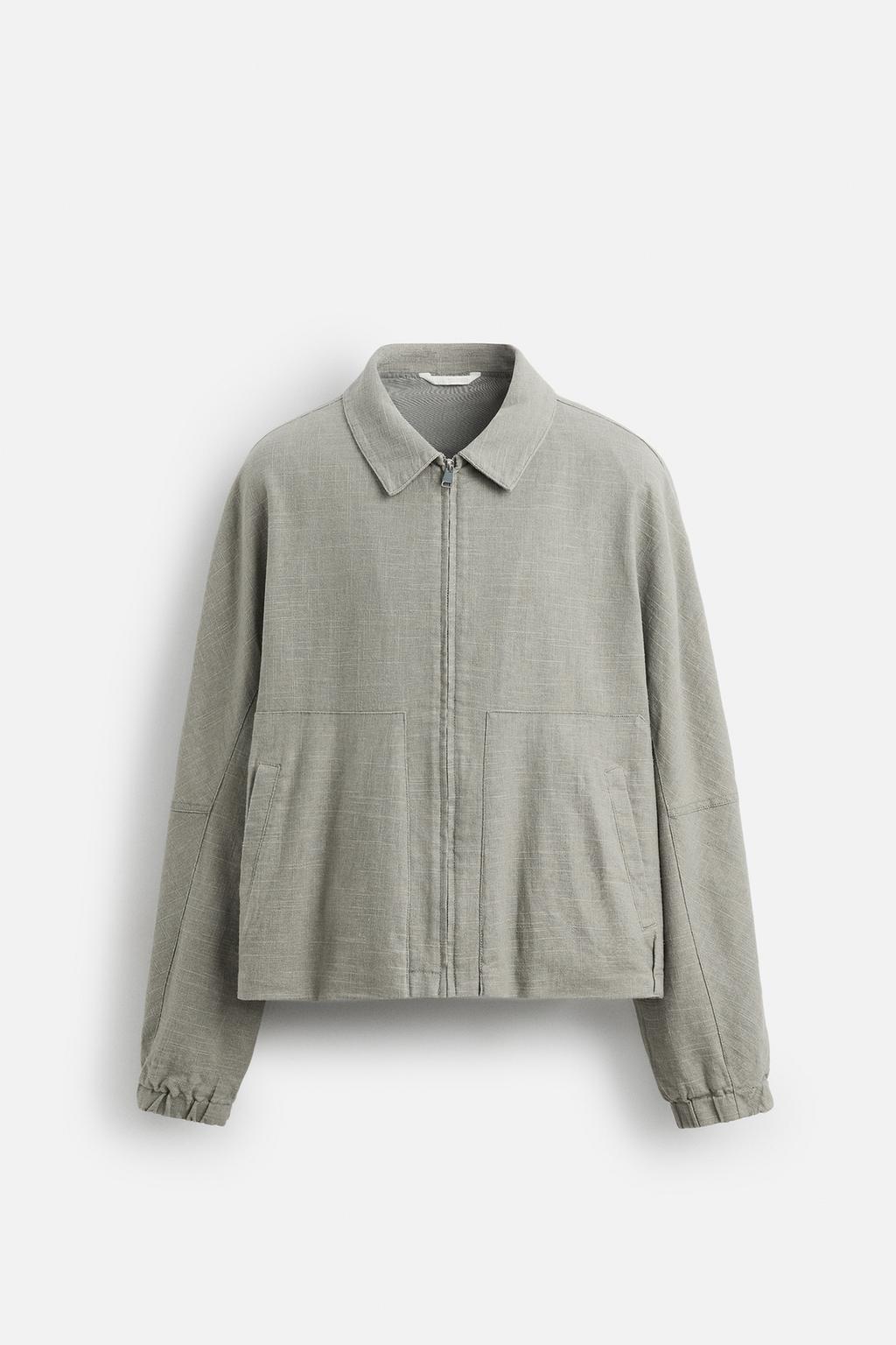 Linen and Cotton Blend Textured Jacket