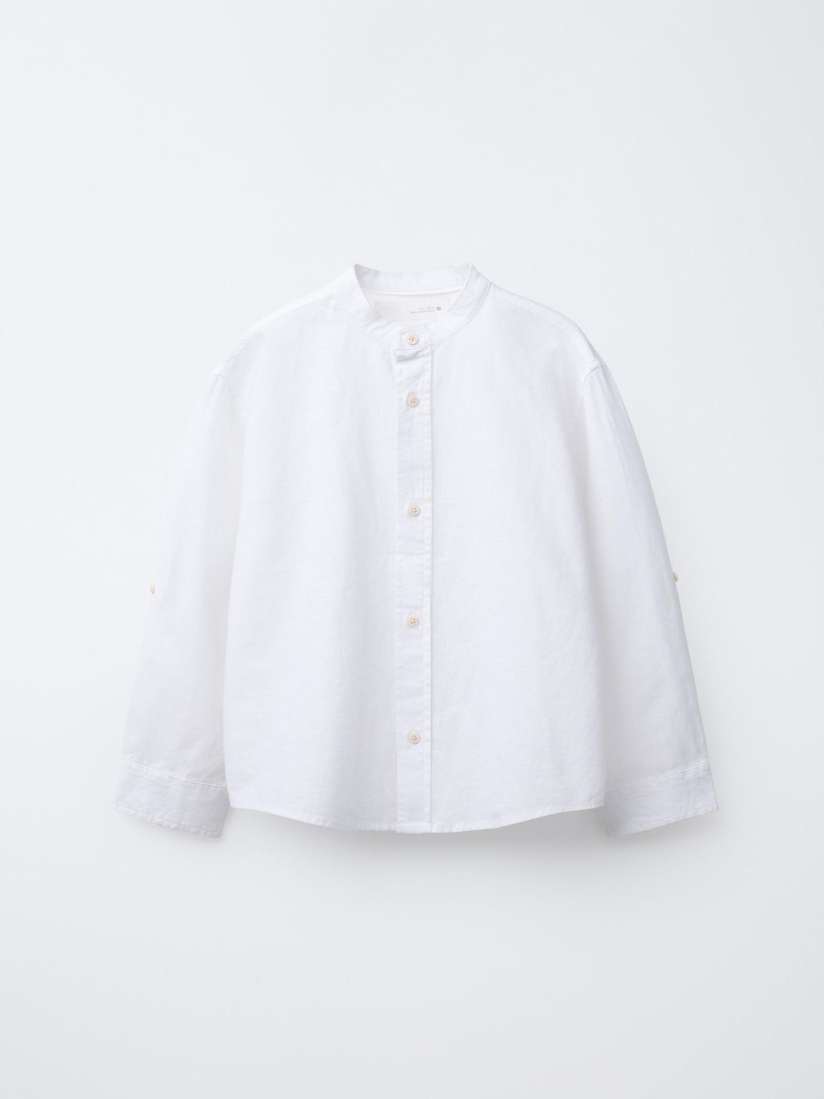 Linen Blended Mao Collar Shirt