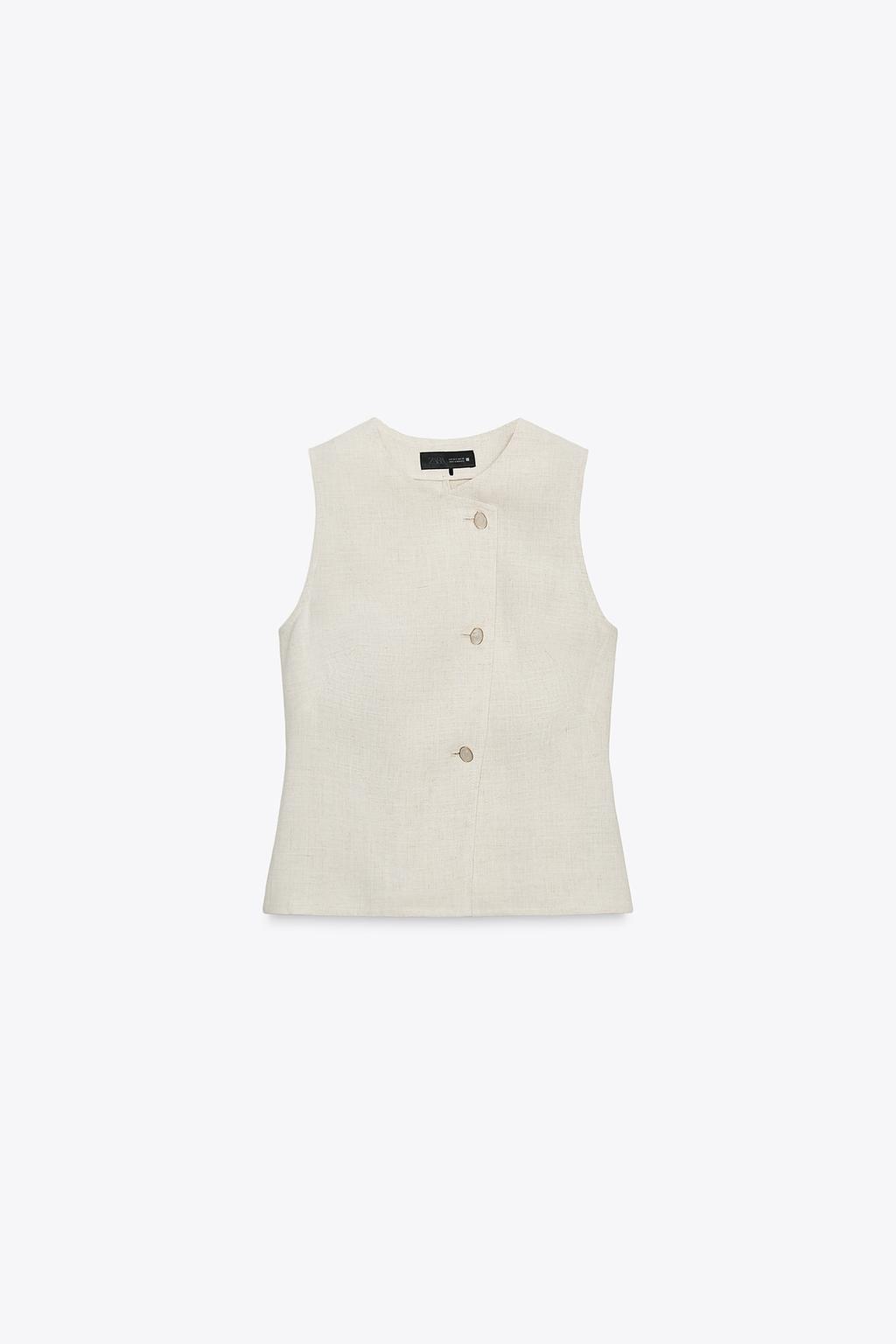 Linen Double-breasted Vest