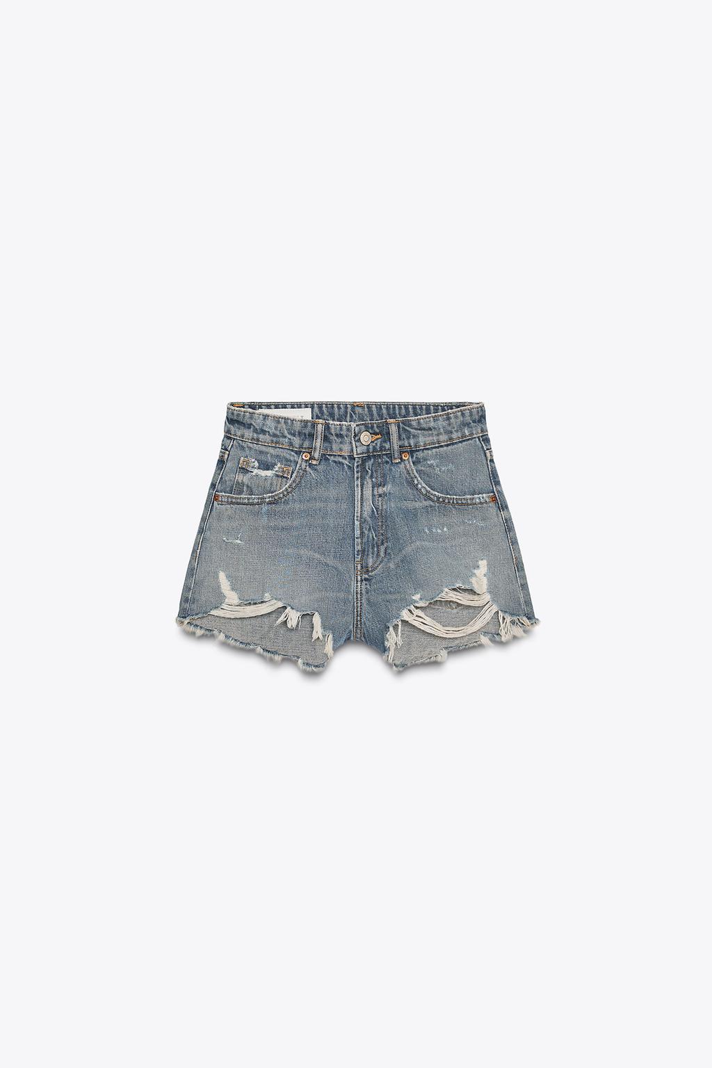 Curved Edge Denim Shorts