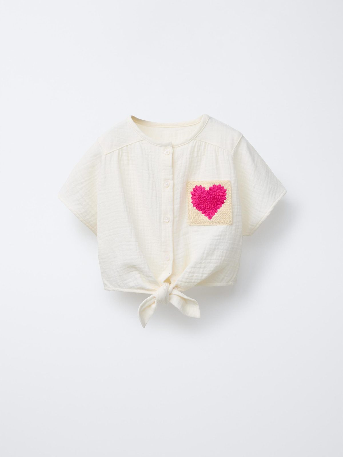Textured Shirt with Heart Pockets