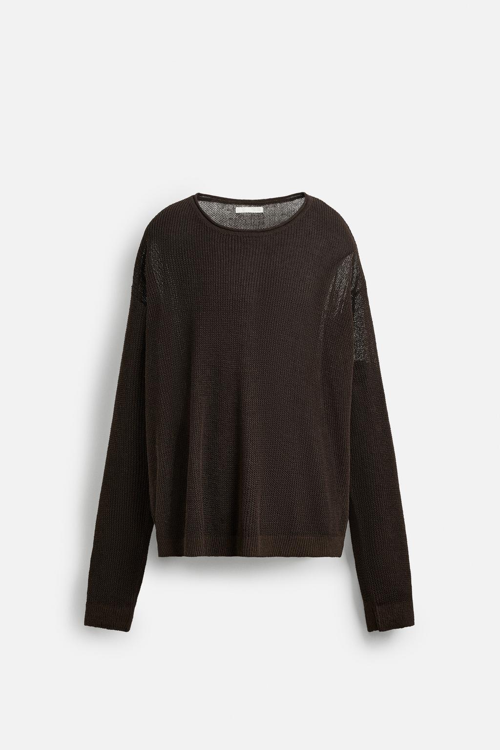 Linen Blend Textured Knitted Sweater