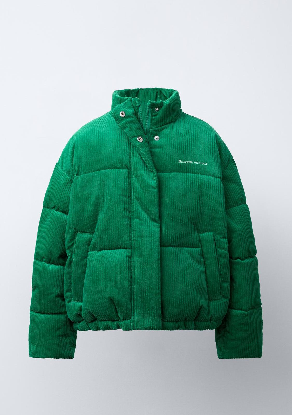 Corduroy Embroidered Puffer Jacket