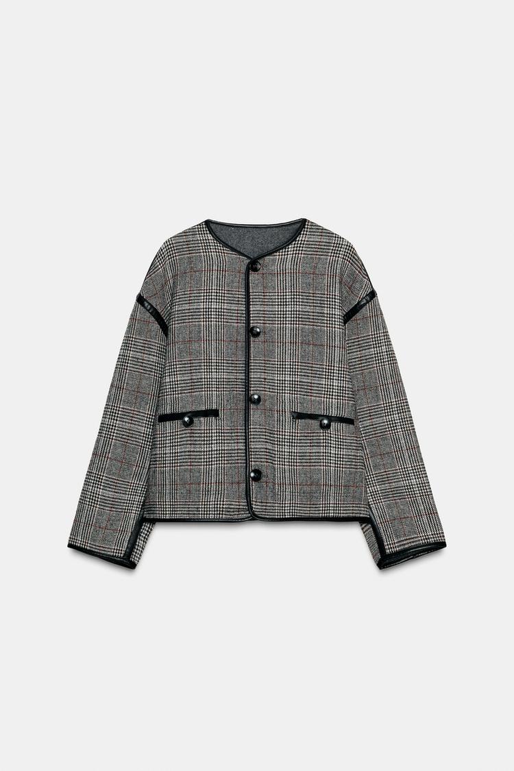 Reversible Jacket With Leather-effect Trim