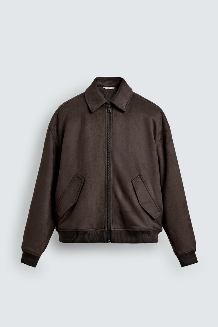 Suede-effect Padded Jacket