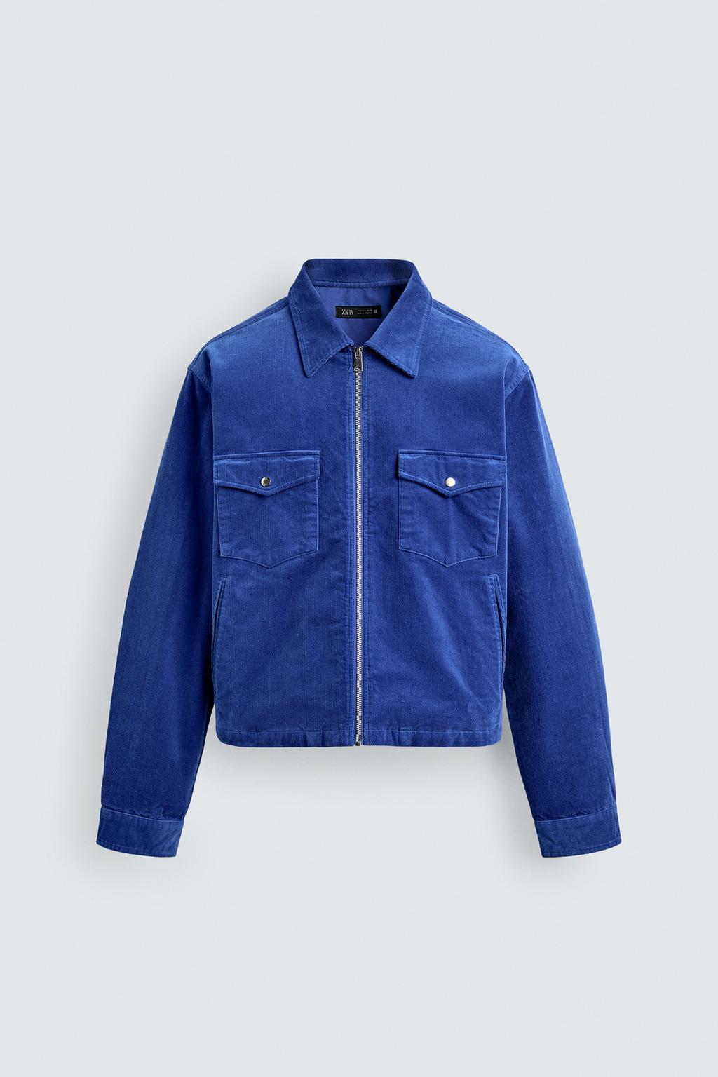 Zippered Corduroy Shirt Jacket